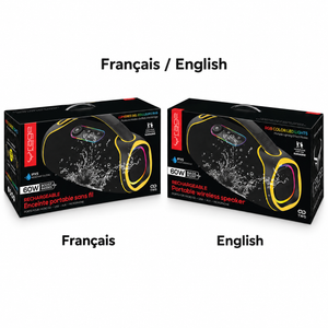 Rage Audio Haut-Parleur Sans Fil Portatif 60 W Résistant à l'Eau IPX5 avec Lumières RVB, Noir et Jaune - Simple Boutique