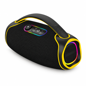 Rage Audio Haut-Parleur Sans Fil Portatif 60 W Résistant à l'Eau IPX5 avec Lumières RVB, Noir et Jaune - Simple Boutique