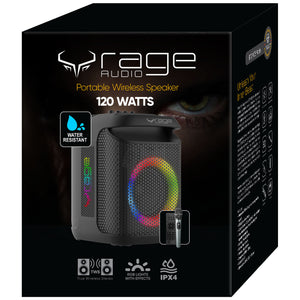 Rage Audio Haut-Parleur de Fête Sans Fil 120 W avec Microphone Sans Fil, Lumières RVB et Télécommande, Noir - Simple Boutique