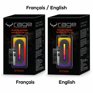 Rage Audio Haut-Parleur de Fête Sans Fil 2 x 20 W avec Microphone Sans Fil, Lumières RVB et Télécommande, Noir - Simple Boutique