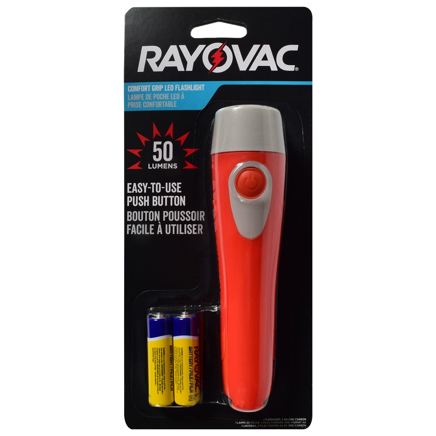 Rayovac Lampe de poche DEL 50 lumens à prise confortable, piles incluses, rouge - Simple Boutique
