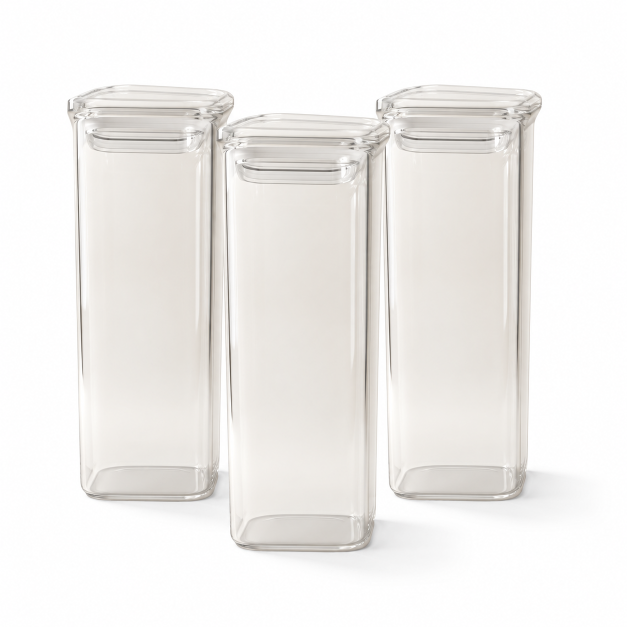 Récipient alimentaire carré en verre borosilicate JS Gourmet — 2100 ml — Lot de 3