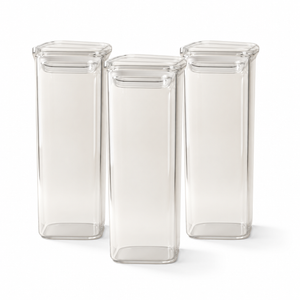 Récipient alimentaire carré en verre borosilicate JS Gourmet — 2100 ml — Lot de 3