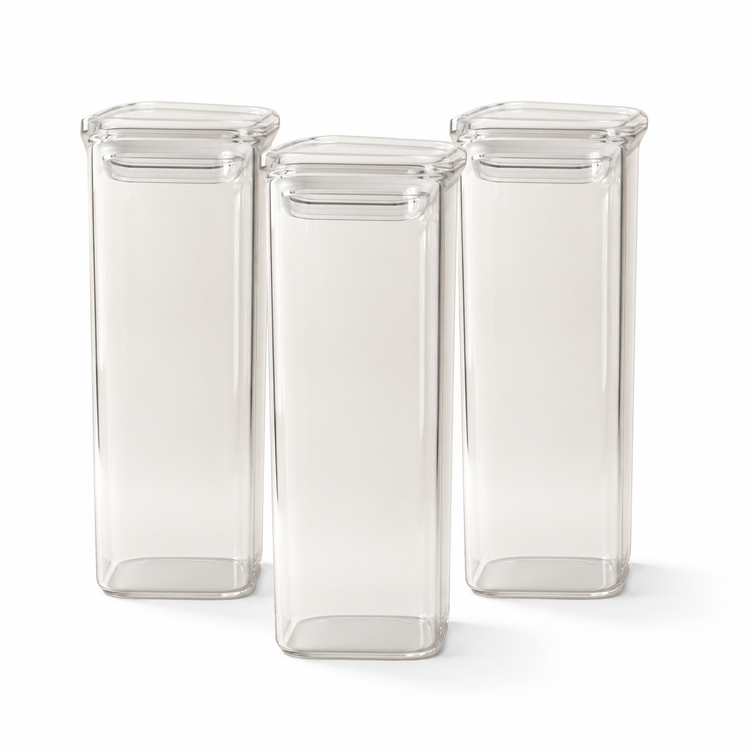 Récipient alimentaire carré en verre borosilicate JS Gourmet — 2100 ml — Lot de 3