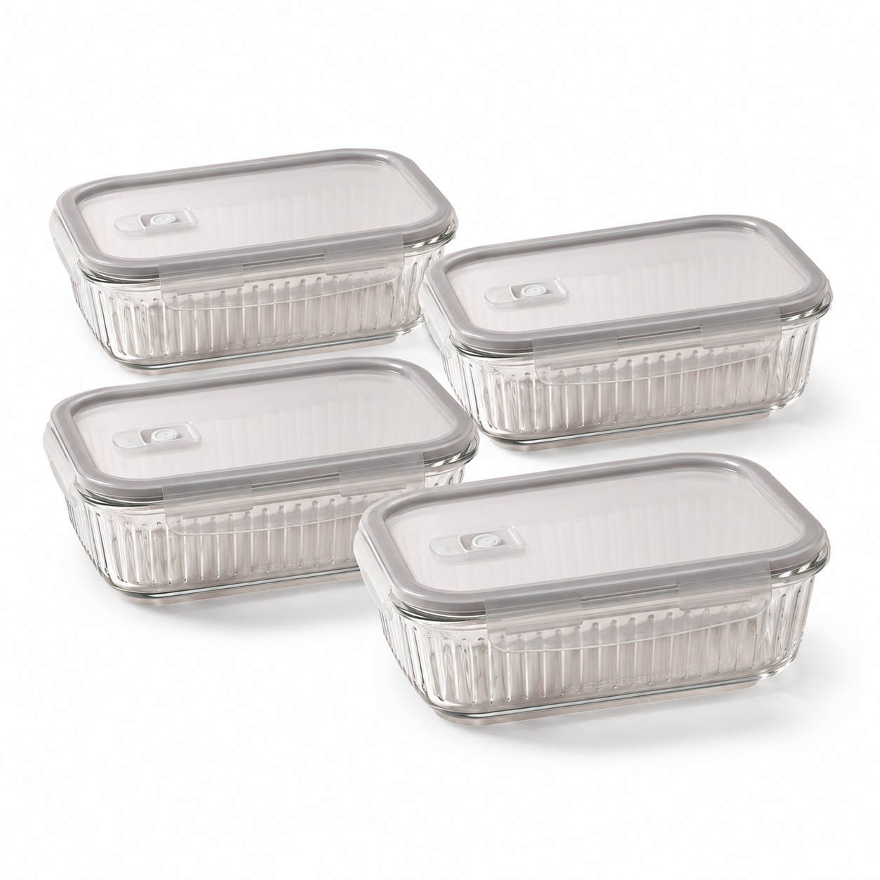 JS Gourmet Récipient alimentaire en verre borosilicate avec couvercle à évent - 640 ml - Lot de 4 - Simple Boutique