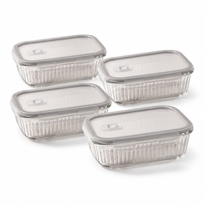 JS Gourmet Récipient alimentaire en verre borosilicate avec couvercle à évent - 640 ml - Lot de 4 - Simple Boutique