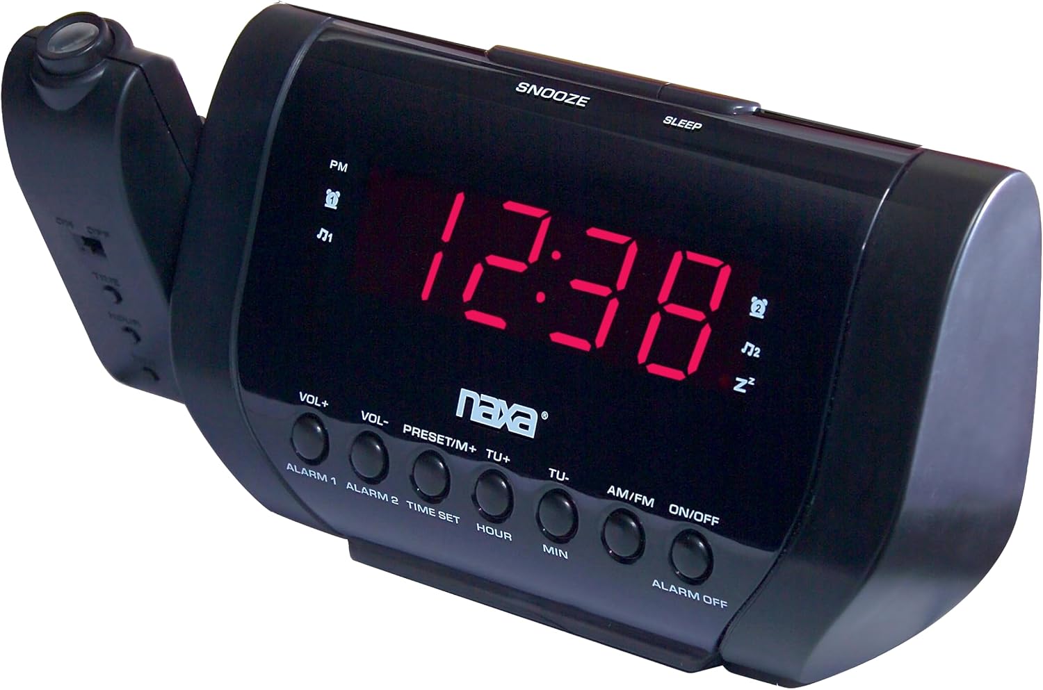 Réveil-Matin Numérique avec Projecteur d'Heure et Radio AM/FM, noir - Simple Boutique