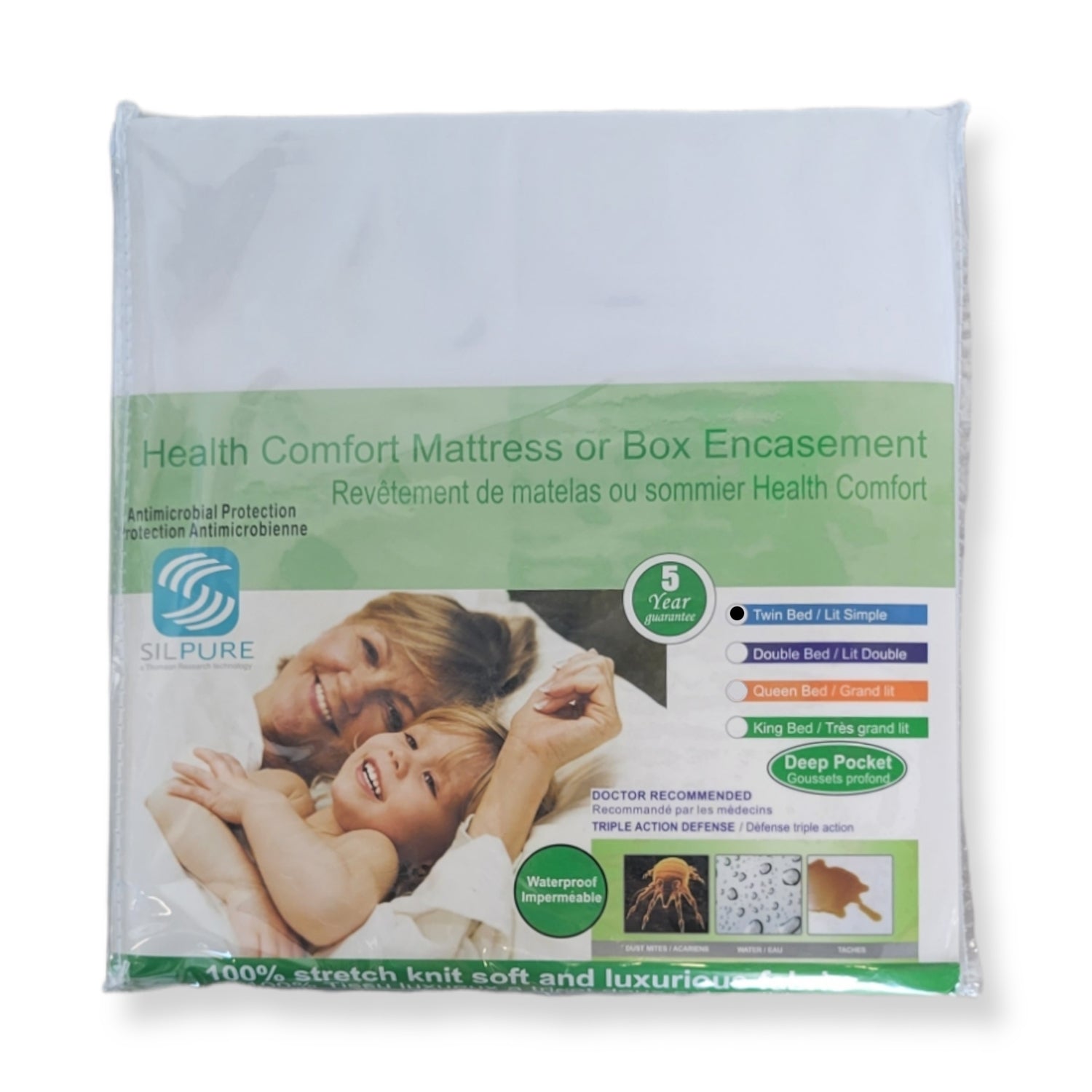Revêtement pour Matelas et Sommier, Défense Triple Actions, Imperméables, Grandeur Twin, Blanc - Simple Boutique