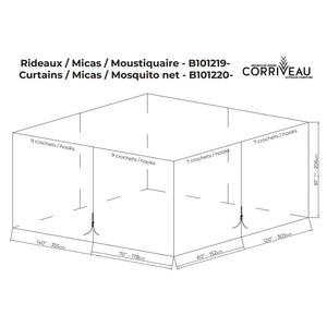 Rideau Moustiquaire pour Gazebo 10' x 12', Noir - Simple Boutique