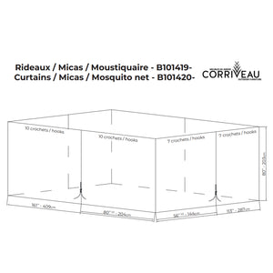Rideau Moustiquaire pour Gazebo 10' x 14', Noir - Simple Boutique