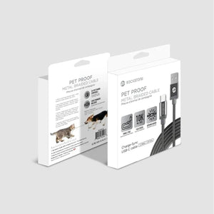 Rockstone - Câble USB Type-C Pour Téléphone ou Tablette, Tressé , Résistant au Animaux, Longueur de 1.2 Mètre - Simple Boutique