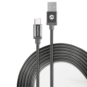 Rockstone - Câble USB Type-C Pour Téléphone ou Tablette, Tressé , Résistant au Animaux, Longueur de 1.2 Mètre - Simple Boutique