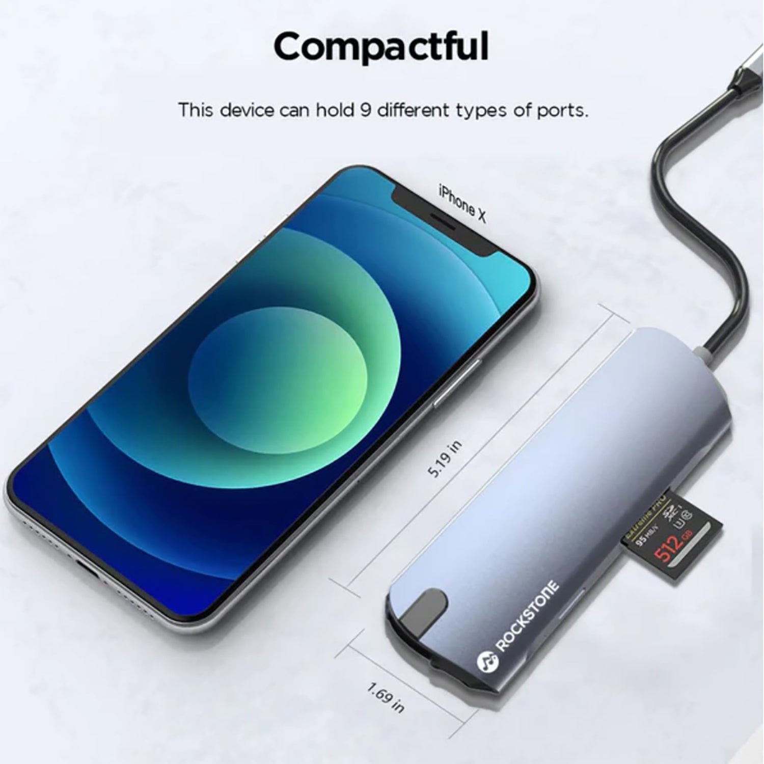 Rockstone - Hub USB-C 9 En 1, USB-A, HDMI, Lecteur de Carte SD et MicroSD et Plus - Simple Boutique