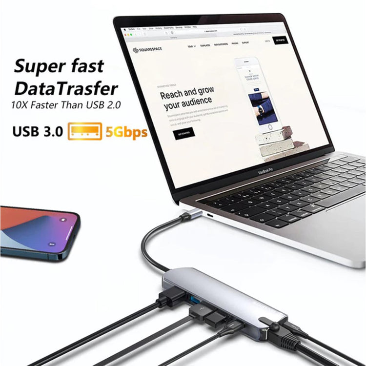 Rockstone - Hub USB-C 9 En 1, USB-A, HDMI, Lecteur de Carte SD et MicroSD et Plus - Simple Boutique