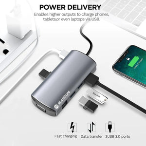 Rockstone - Hub USB Type-C 11 en 1, USB-A, HDMI et Lecteur de Carte SD et Micro SD et Plus - Simple Boutique