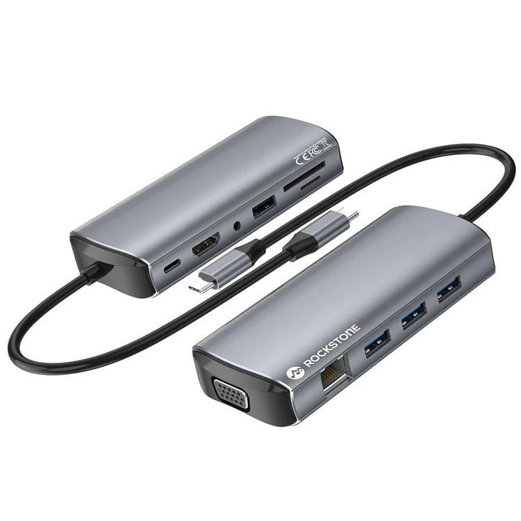 Rockstone - Hub USB Type-C 11 en 1, USB-A, HDMI et Lecteur de Carte SD et Micro SD et Plus - Simple Boutique