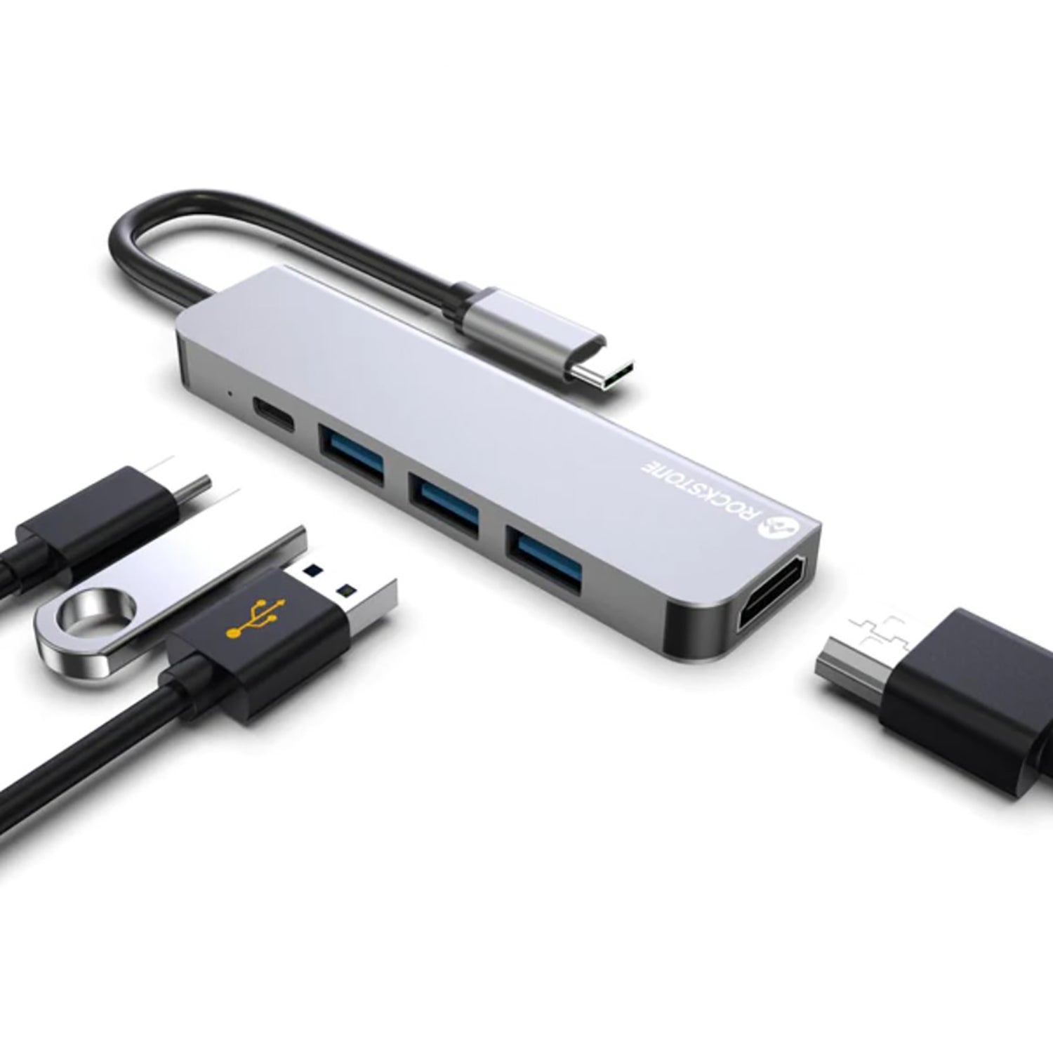 Rockstone - Hub USB Type-C 5 En 1, USB-A, HDMI et USB-C - Simple Boutique