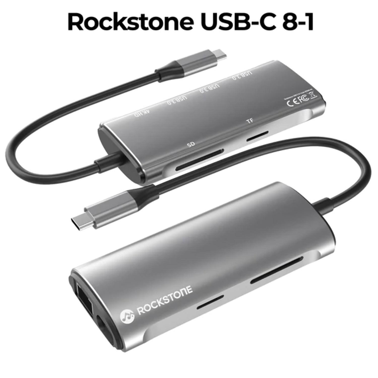 Rockstone - Hub USB Type-C 8 en 1, USB-A, HDMI, Lecteurs de Carte SD et Micro SD et Plus - Simple Boutique