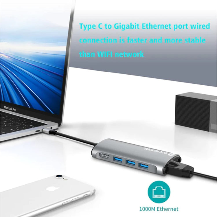 Rockstone - Hub USB Type-C 8 en 1, USB-A, HDMI, Lecteurs de Carte SD et Micro SD et Plus - Simple Boutique