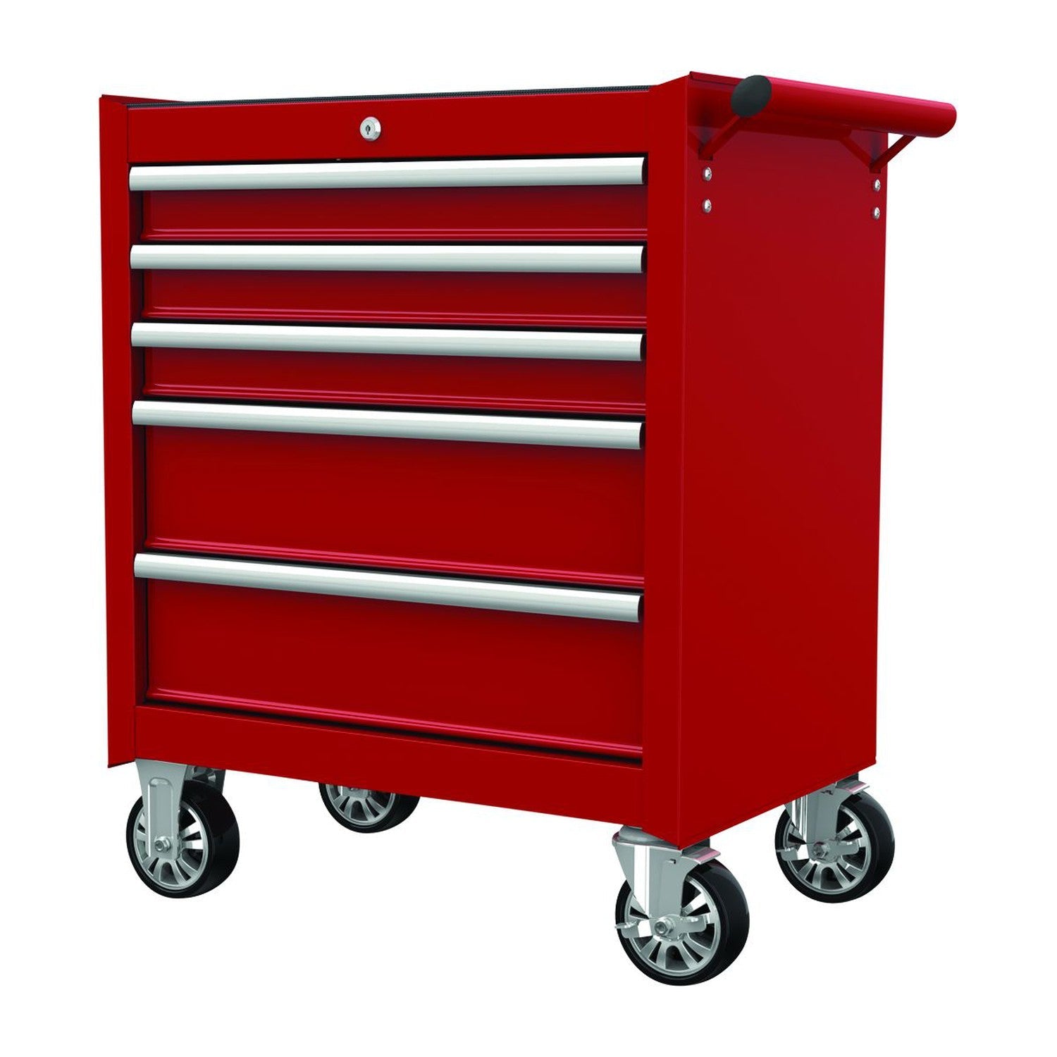 Rodac - Armoire À Roulettes 27" avec 5 Tiroirs, Verrouillable, Rouge - Simple Boutique