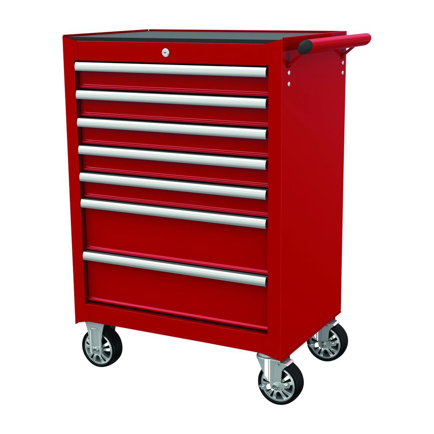 Rodac - Armoire À Roulettes 27" avec 7 Tiroirs, Verrouillable, Rouge - Simple Boutique