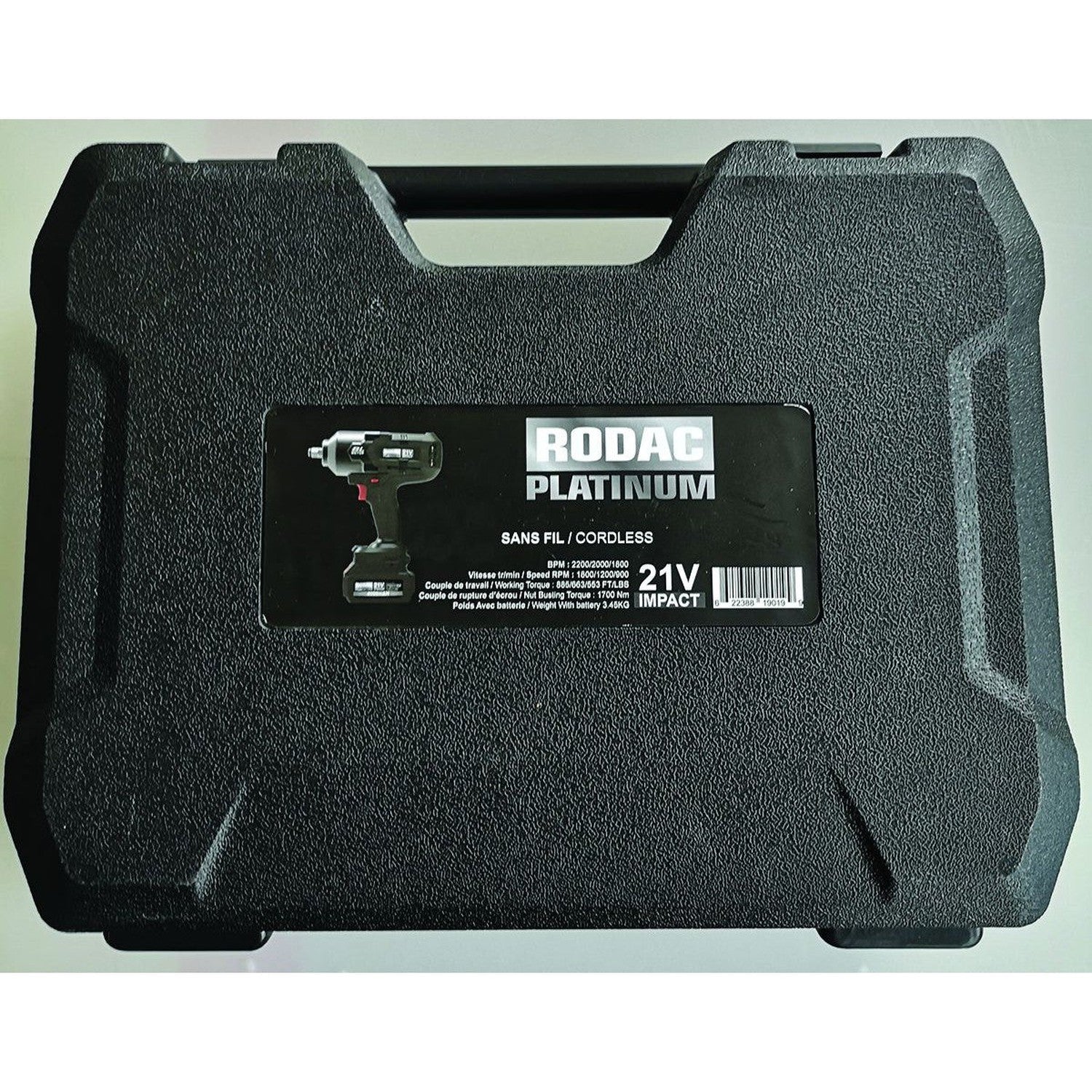 Rodac Platinum - Clé à chocs sans fil 3/4" 20V à 3 vitesses sans balais de 2400 Nm de Rodac - Simple Boutique