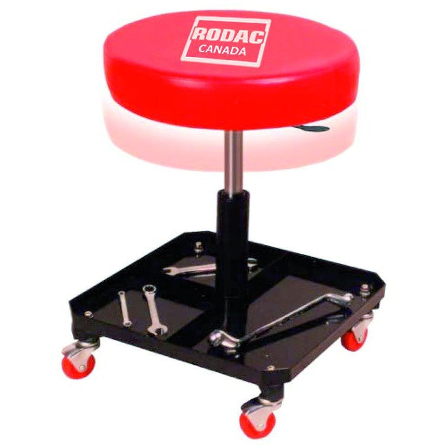 Rodac - Siège Roulant Rouge Avec Plateau Noir 15 "X15 "X17.3"-4.72" Ajustable - Simple Boutique
