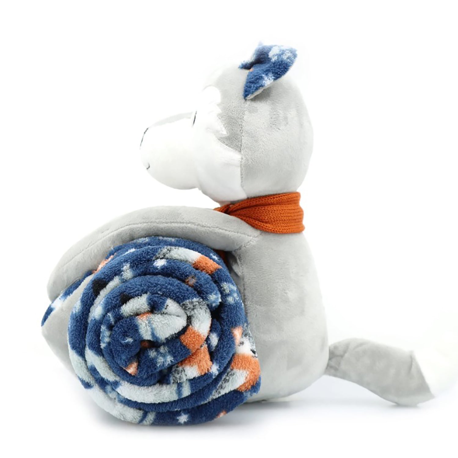 S&Co - Ensemble Jetée et Peluche de Loup pour Enfant, 48" x 60", 100 % Polyester Ultra Doux - Simple Boutique
