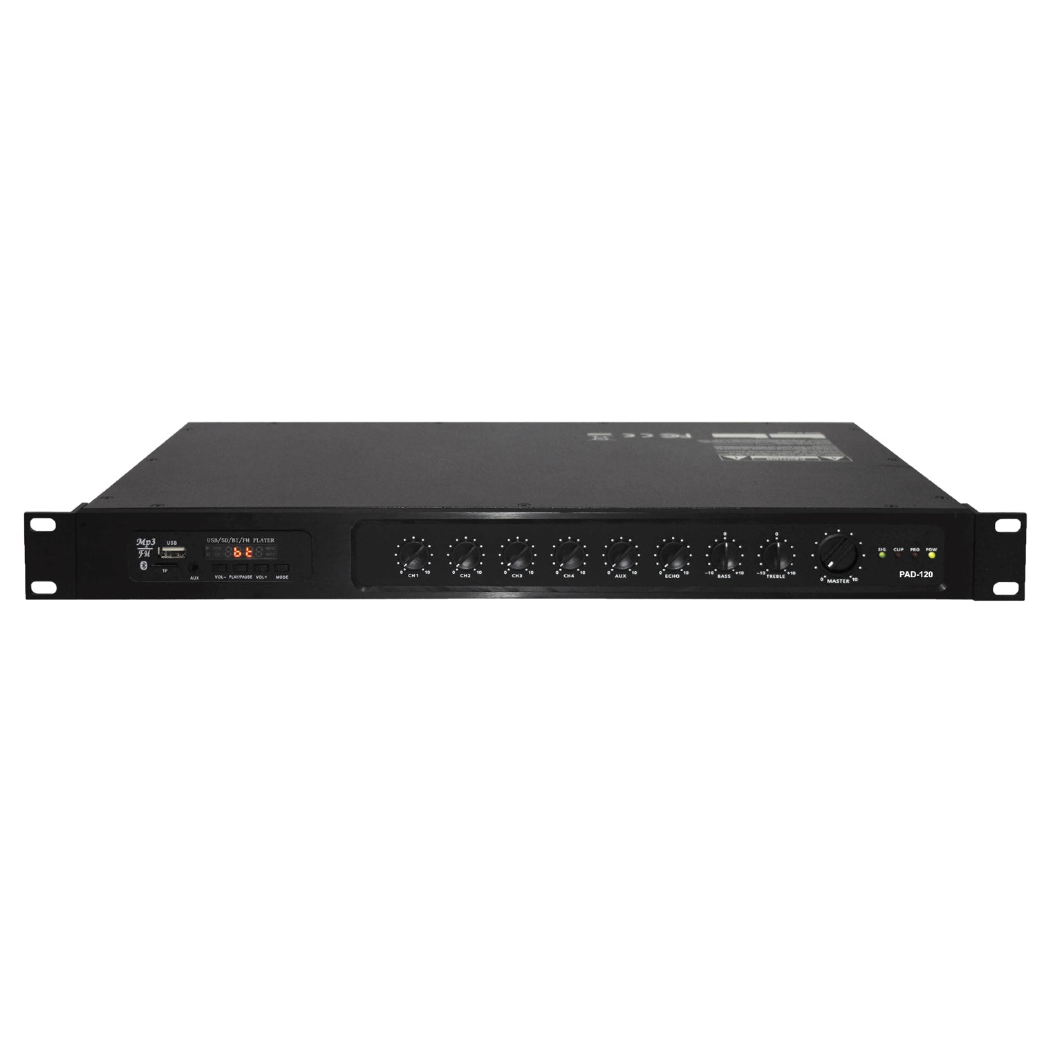 SHOW PAD-120 – Amplificateur Mono 120W RMS, Sorties 70V/100V & 4Ω, 4 Entrées Micro/Ligne, Bluetooth, USB-SD MP3, Tuner FM/DAB, Format 1U - Simple Boutique