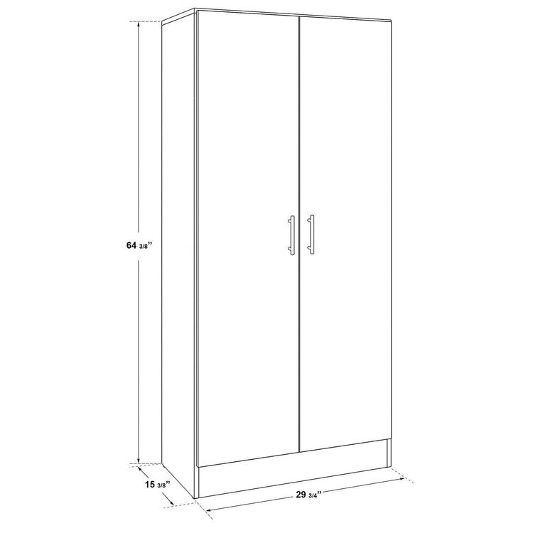 SUA-V - Armoire de Rangement en Mélamine Thermofusionnée, Hauteur de 64", Blanc - Simple Boutique