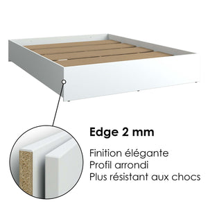SUA-V - Base de Lit Ashton en Mélamine Thermofusionnée, Grandeur Queen, Blanc - Simple Boutique