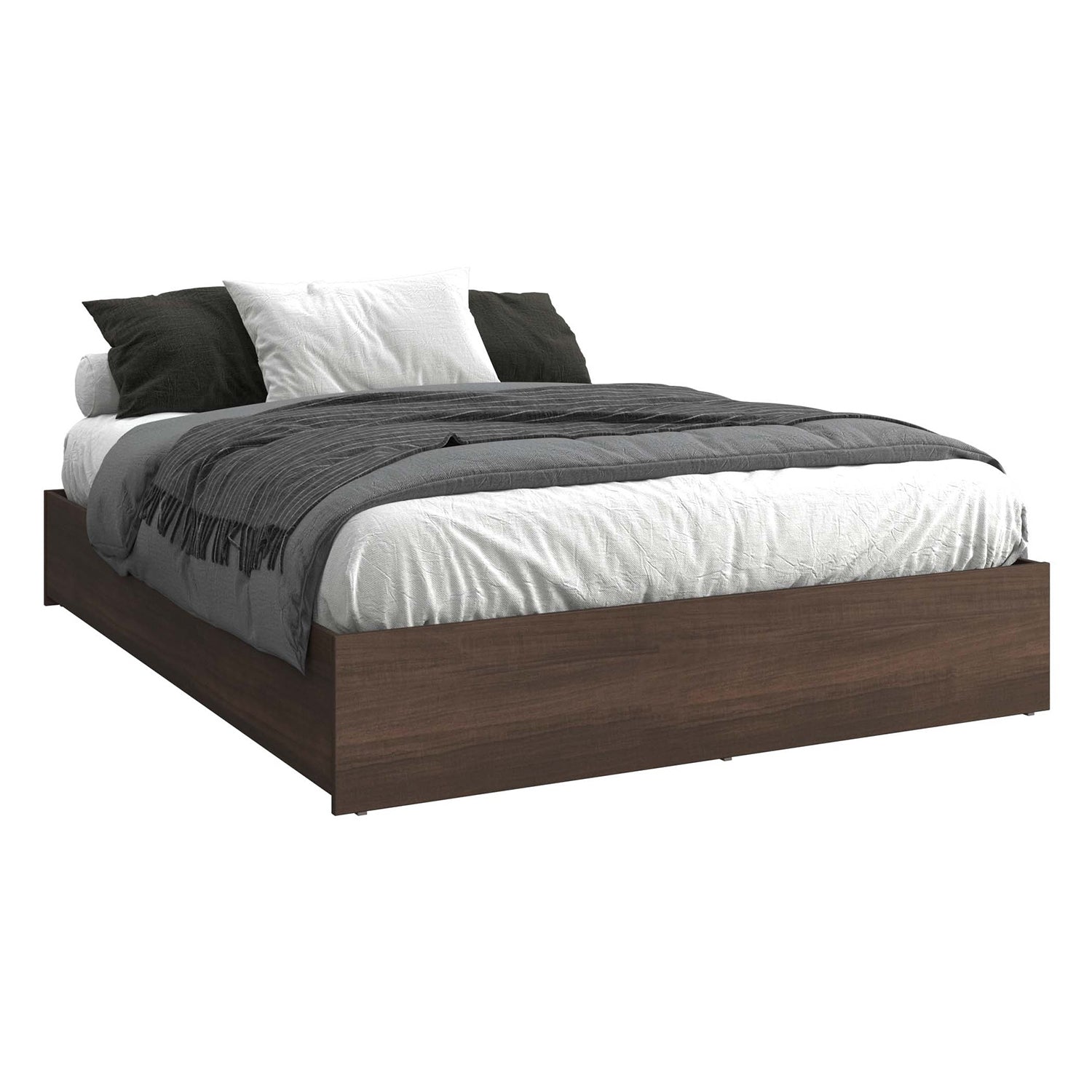 SUA-V - Base de Lit Ashton en Mélamine Thermofusionnée, Grandeur Queen, Tuxedo - Simple Boutique