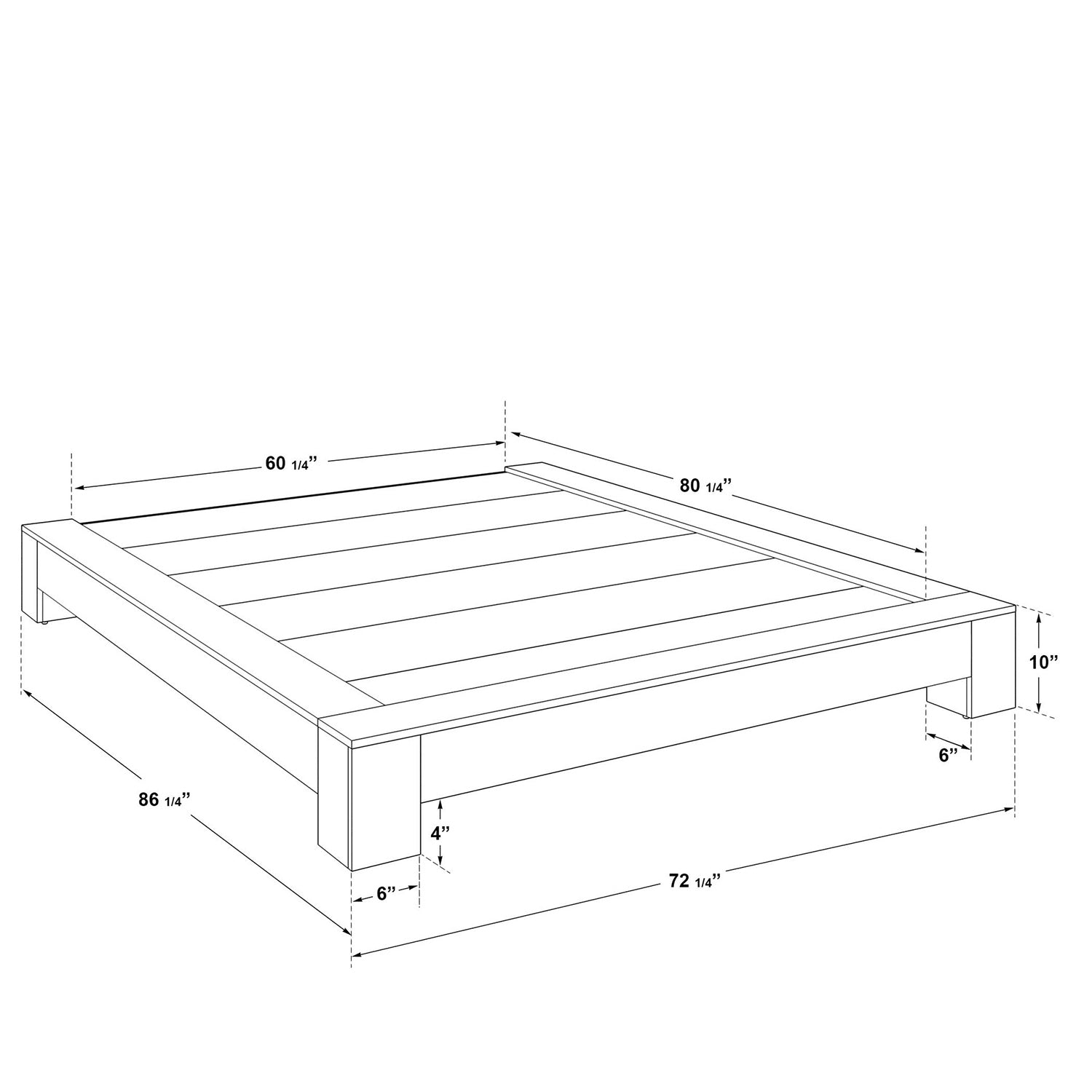 SUA-V - Base de Lit ZEN en Mélamine Thermofusionnée, Grandeur Queen, Tuxedo - Simple Boutique