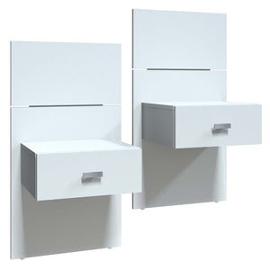 SUA-V - Ensemble de 2 Tables de Nuit ZEN en Mélamine Thermofusionnée, Blanc - Simple Boutique