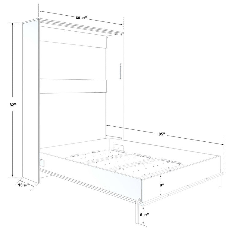 SUA-V - Lit Escamotable Kimberly en Mélamine Thermofusionnée, Grandeur Double, Tuxedo - Simple Boutique