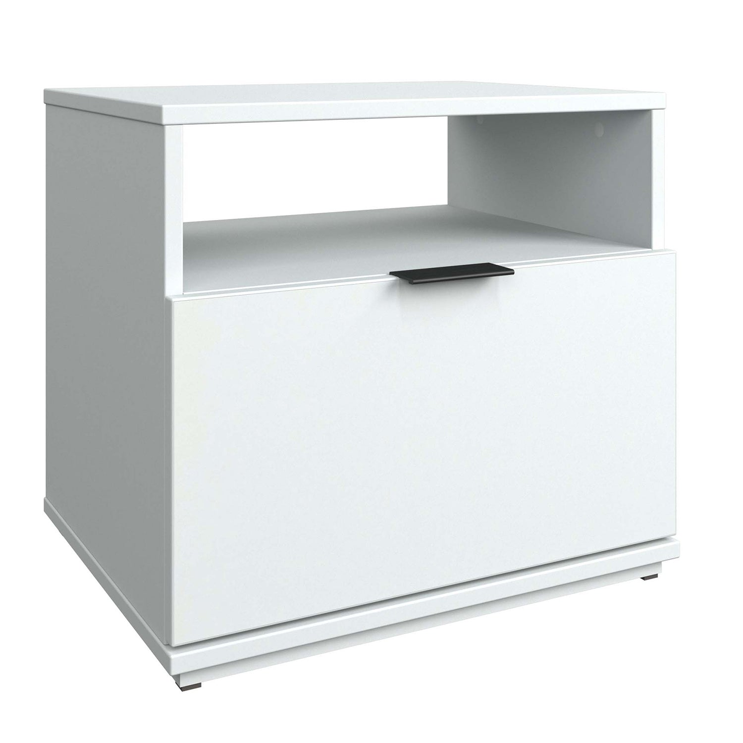 SUA-V - Table de Nuit Ashton en Mélamine Thermofusionnée, Blanc - Simple Boutique