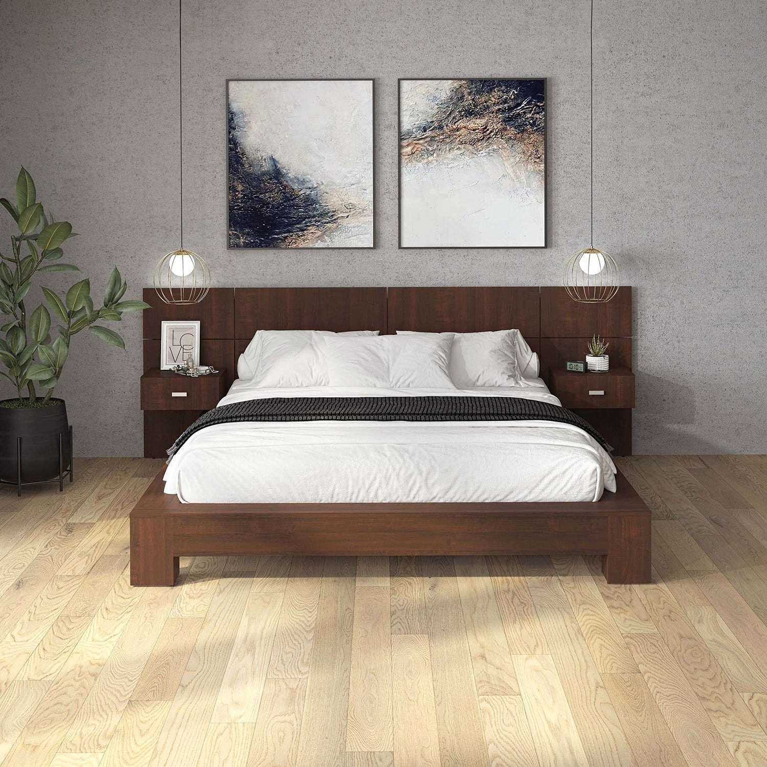 SUA-V - Tête de Lit ZEN en Mélamine Thermofusionnée, Grandeur Queen, Chocolat - Simple Boutique