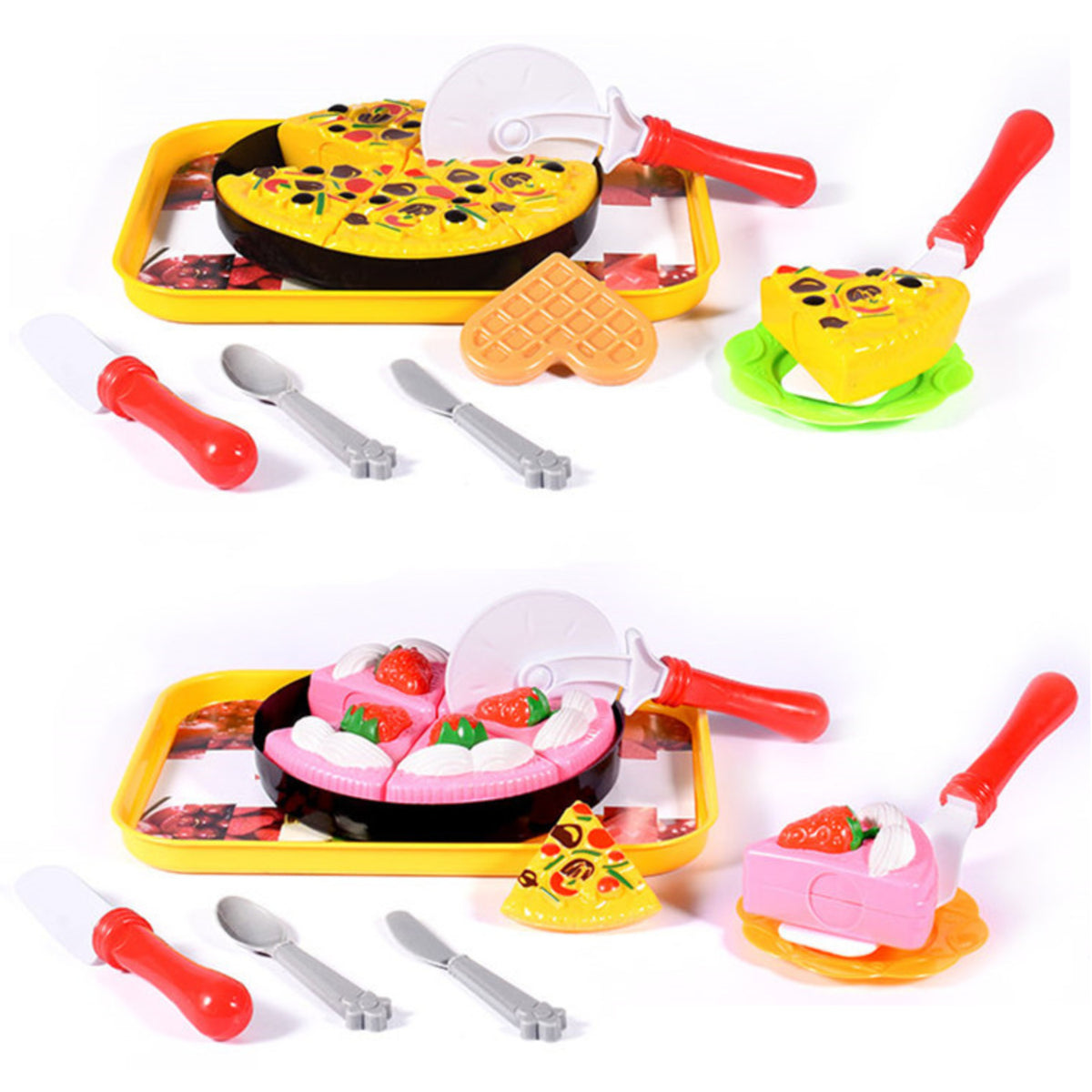 S.B. Toys Ensemble pizza ou gâteau à découper avec plateau et ustensiles, modèles assortis - Simple Boutique