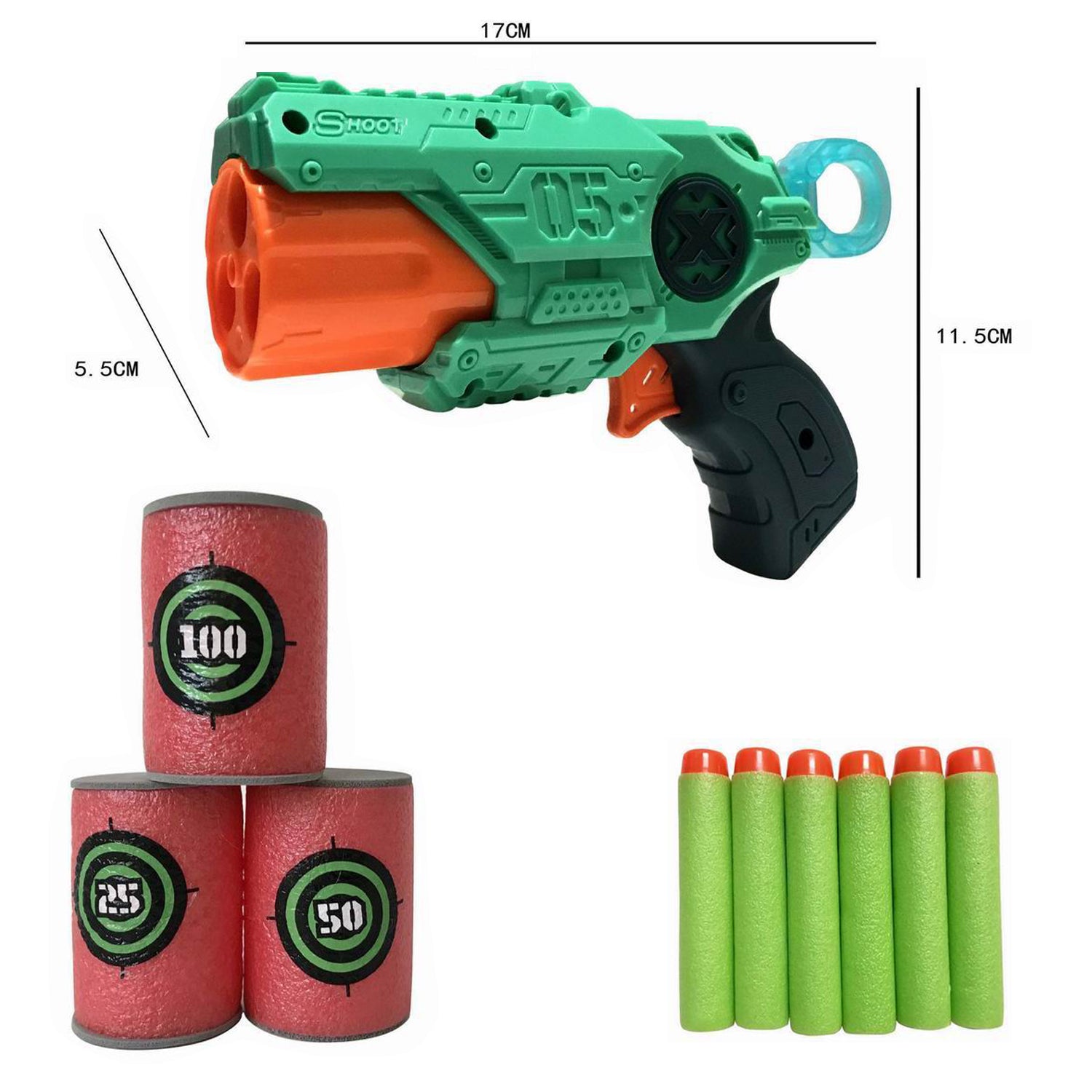 S.B. Toys Pistolet à fléchettes en mousse avec 3 cibles, couleurs assorties - Simple Boutique