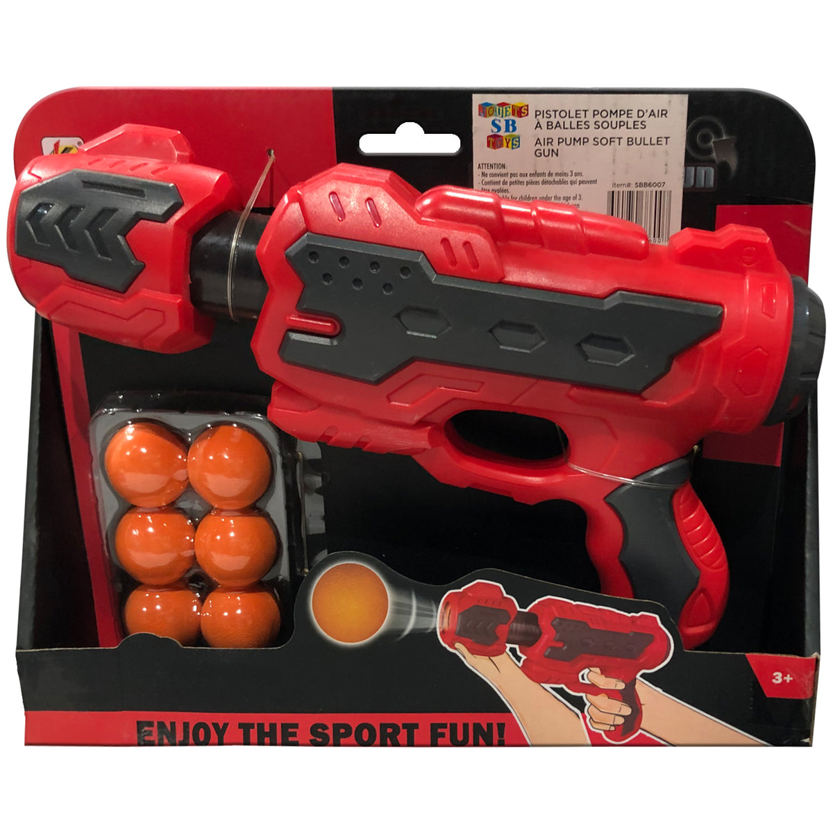 S.B. Toys Pistolet jouet à pompe à air avec balles en mousse souple, rouge - Simple Boutique