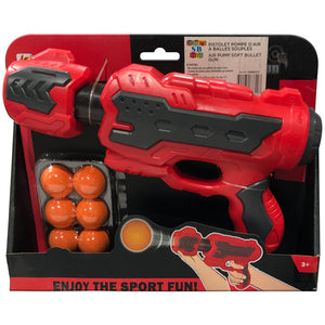 S.B. Toys Pistolet jouet à pompe à air avec balles en mousse souple, rouge - Simple Boutique