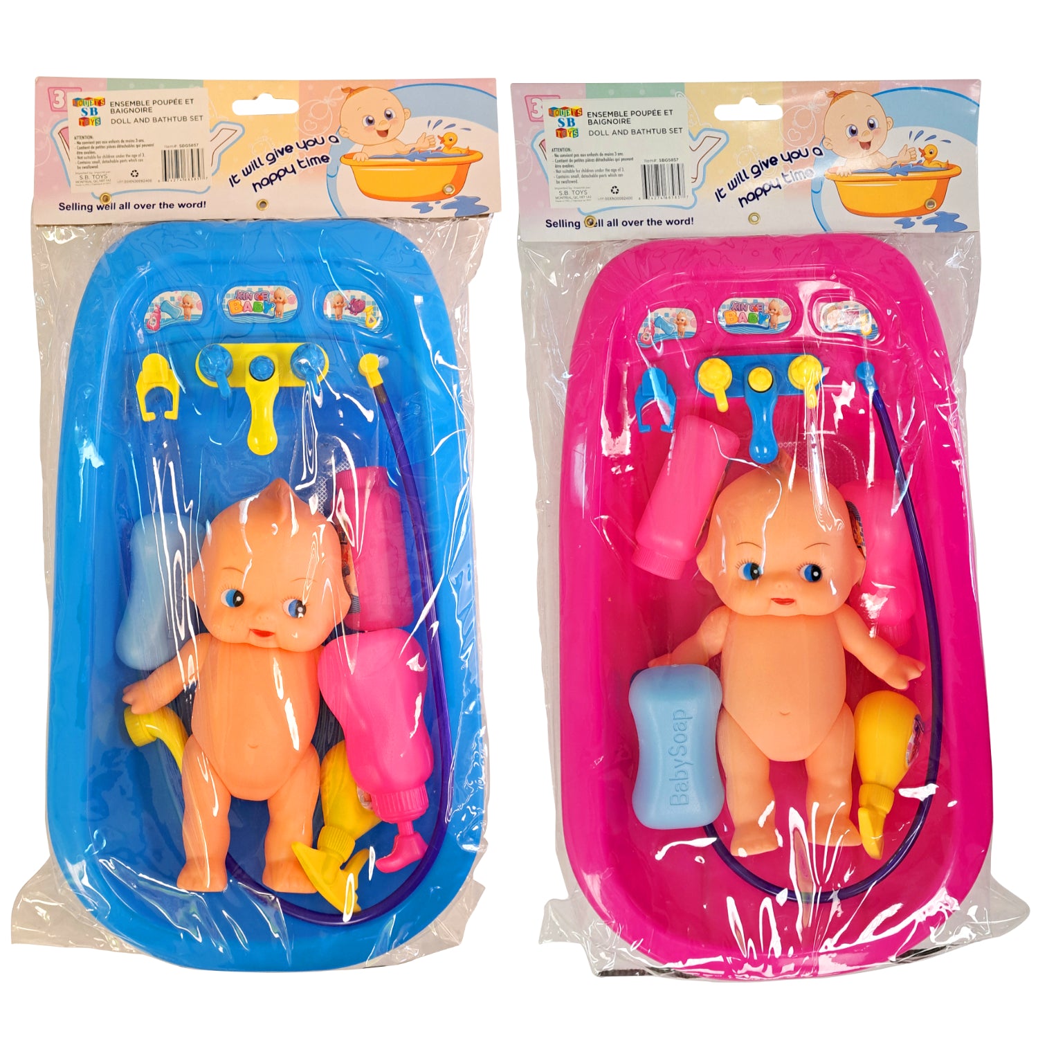 S.B. Toys Poupée bébé avec baignoire et accessoires de bain, couleurs assorties - Simple Boutique
