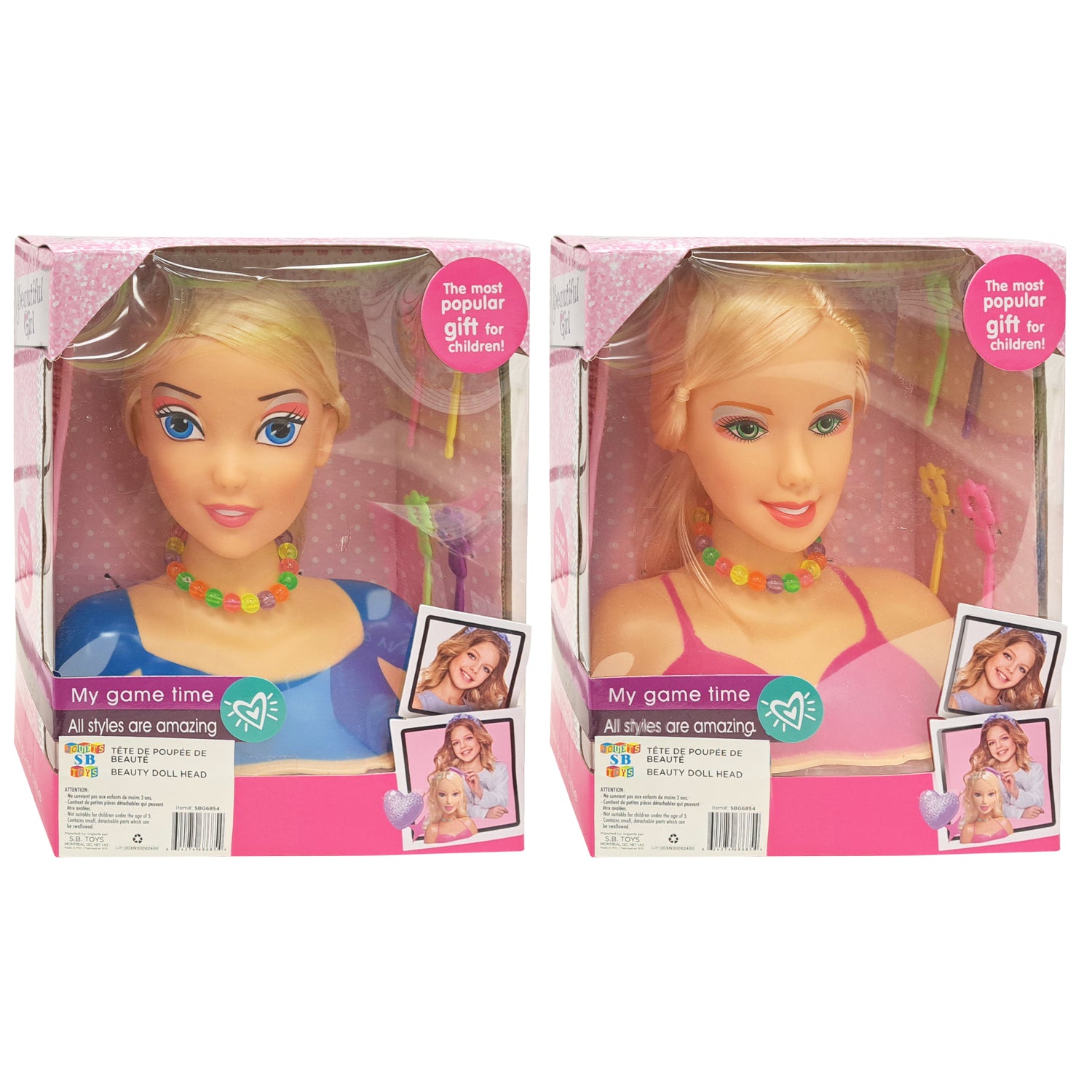 S.B. Toys Tête de poupée à coiffer avec peigne et pinces, modèles assortis - Simple Boutique