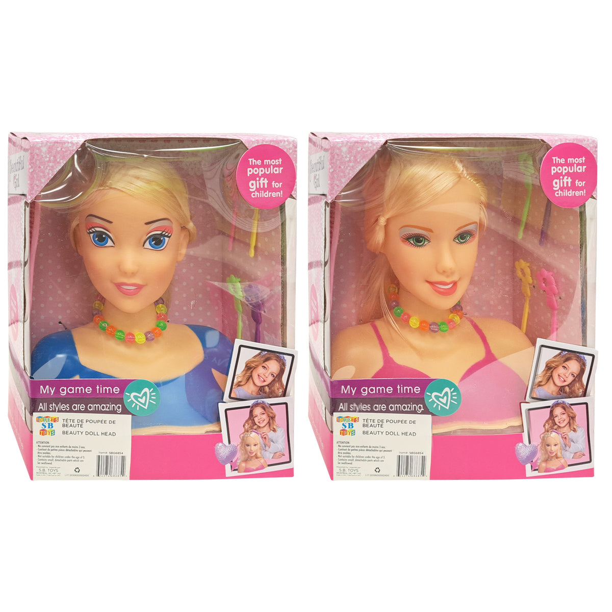 S.B. Toys Tête de poupée à coiffer avec peigne et pinces, modèles assortis - Simple Boutique