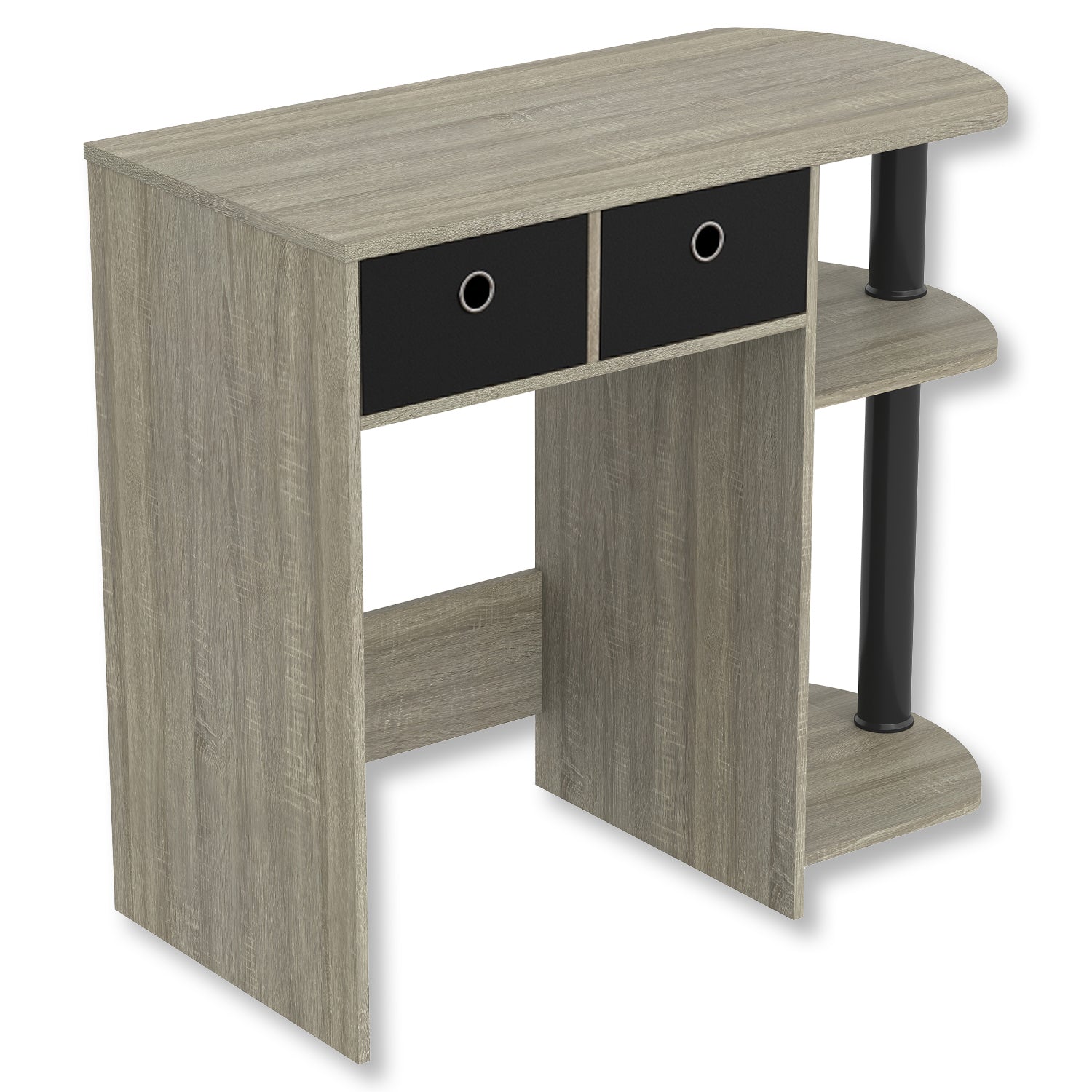 Safdie & Co Bureau d'ordinateur 31.5" de Long avec 2 Boîtes Tissées 2 Étagères pour Bureau à Domicile et Petits Espaces, Idéal pour Écrire, Taupe Foncé et Métal Noir - Simple Boutique