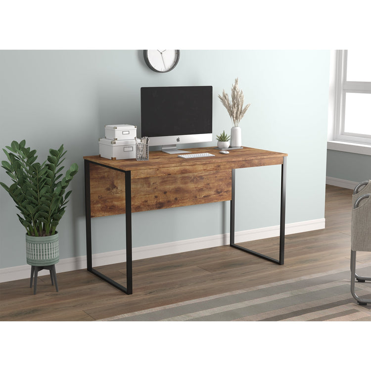 Safdie & Co Bureau d'ordinateur 47.25" de Long pour Bureau à Domicile et Petits Espaces, Idéal pour Écrire, Apparence Bois Recyclé Brun et Métal Noir - Simple Boutique