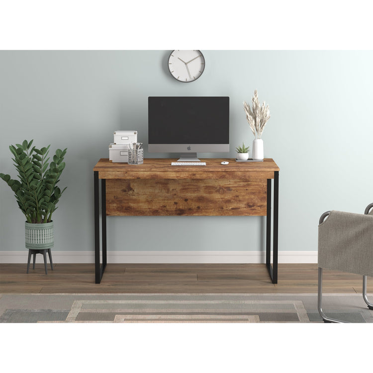 Safdie & Co Bureau d'ordinateur 47.25" de Long pour Bureau à Domicile et Petits Espaces, Idéal pour Écrire, Apparence Bois Recyclé Brun et Métal Noir - Simple Boutique