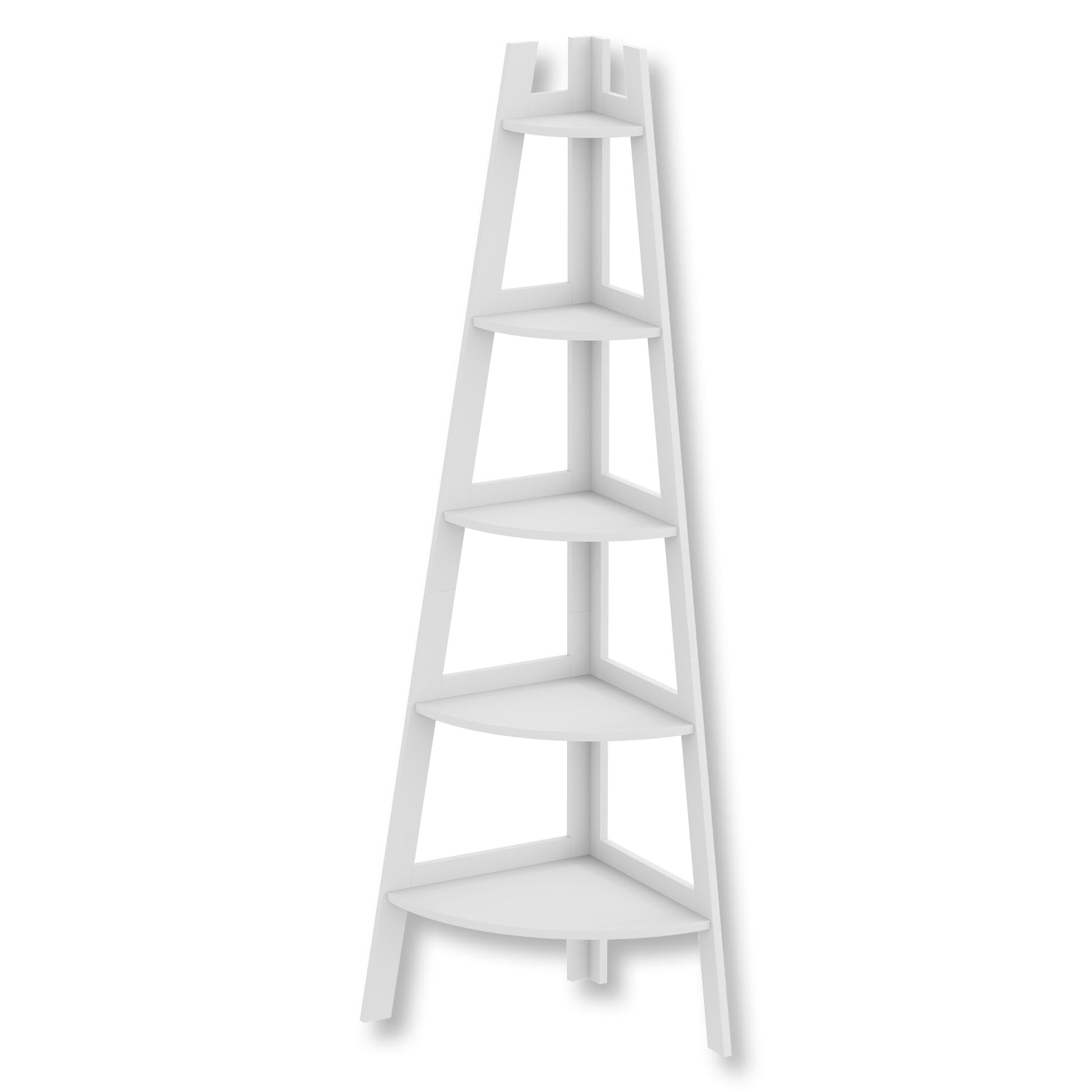 Safdie & Co Étagère de Coin 63" de Haut avec 5 Tablettes et Bordures pour Salon, Blanc - Simple Boutique
