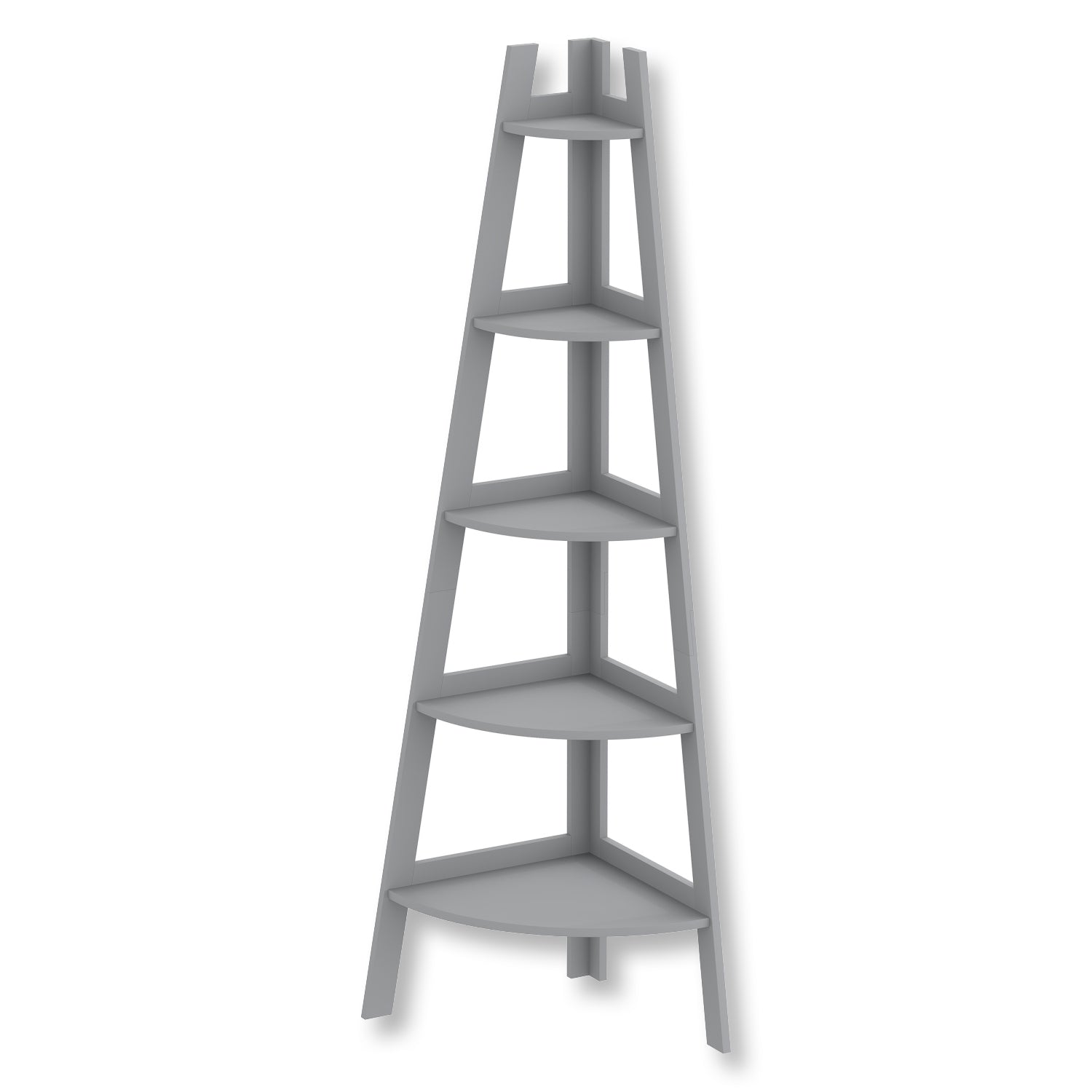 Safdie & Co Étagère de Coin 63" de Haut avec 5 Tablettes et Bordures pour Salon, Gris Pâle - Simple Boutique