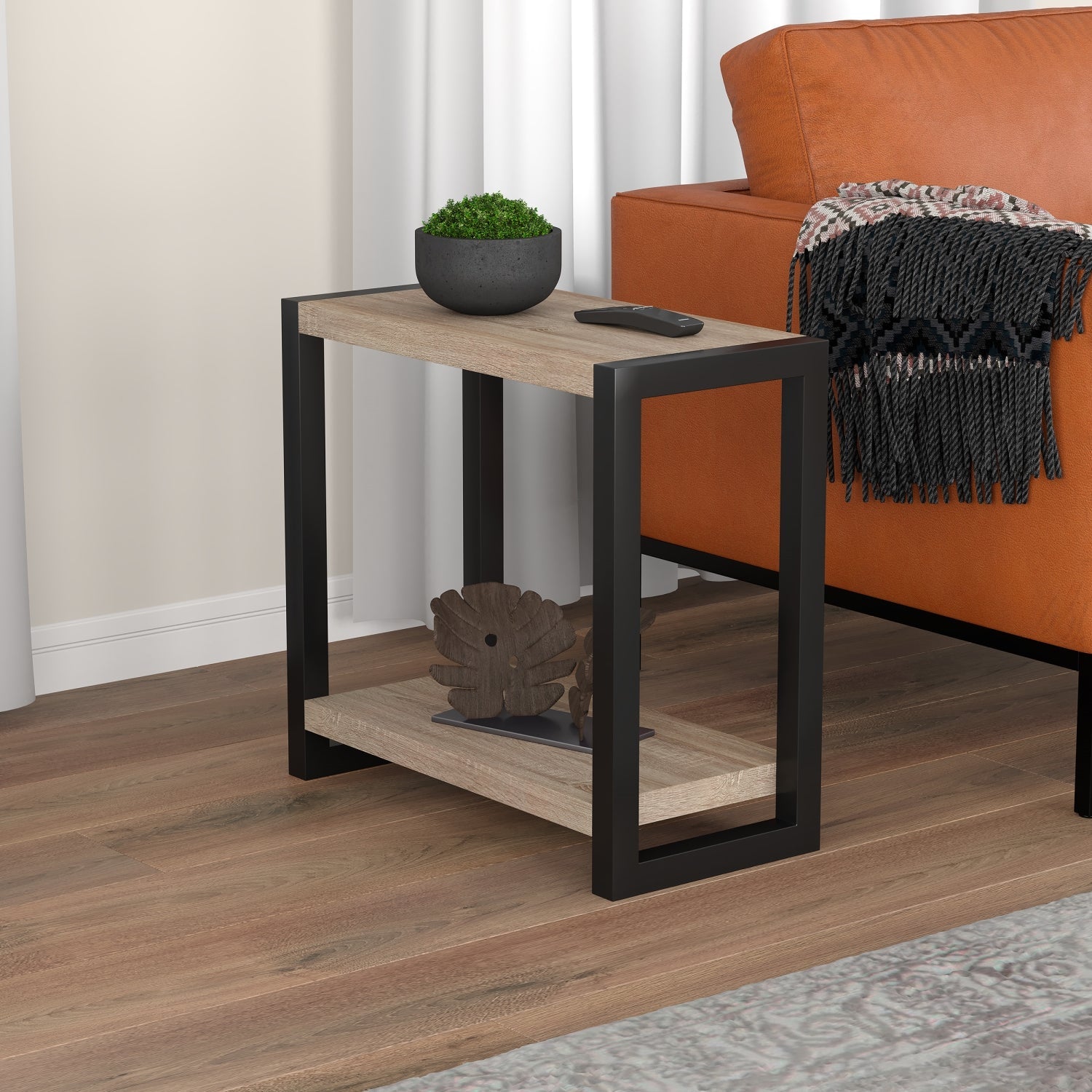 Safdie & Co Table Accent 23" de Long avec 1 Tablette pour Salon, Taupe Foncé - Simple Boutique